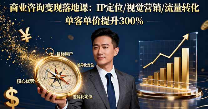 （16249期）商业咨询变现落地课：IP定位/视觉营销/流量转化，单客单价提升300%-鸿雁学习网