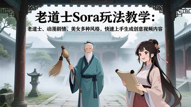 (16862期)老道士Sora玩法教学:老道士、动漫剧情、美女多种风格,快速上手生成创意视频内容 (16862期)老道士Sora玩法教学:老道士、动漫剧情、美女多种风格,快速上手生成创意视频内容